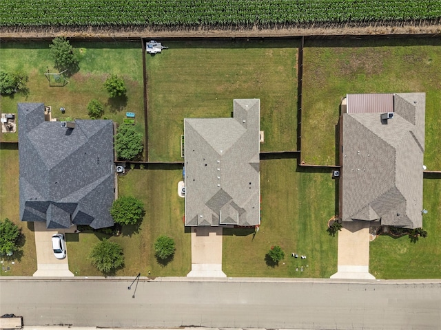 bird's eye view of large plots for crops