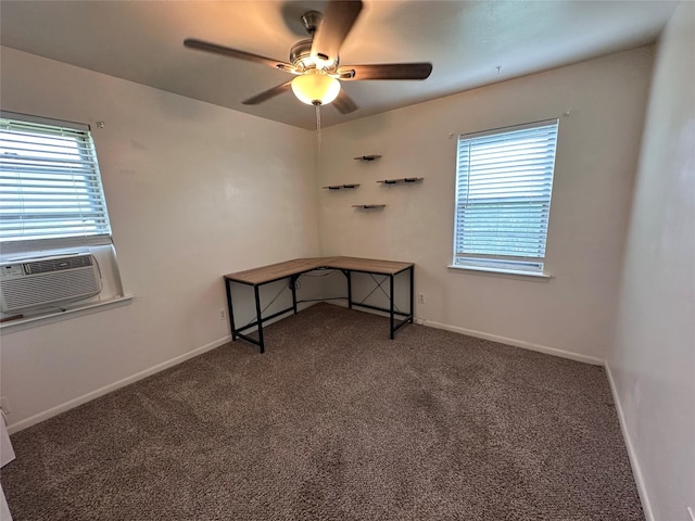 1664 Poplar Dr, Mesquite, TX 75149 - carpeted spare room featuring ceiling fan, baseboards, and cooling unit