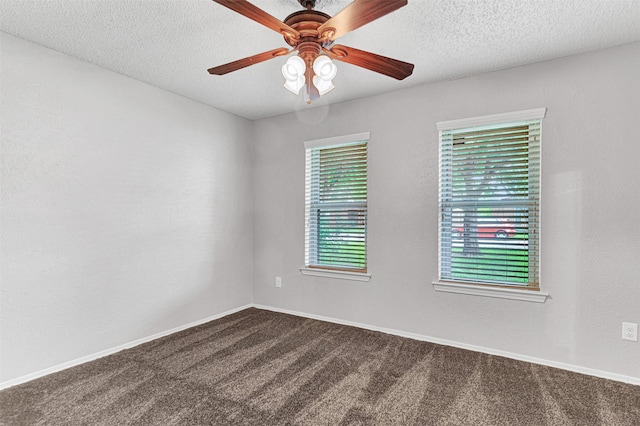 5504 Shady Meadow St, North Richland Hills, TX 76180 - unfurnished room featuring dark carpet, a ceiling fan, a textured ceiling, and baseboards