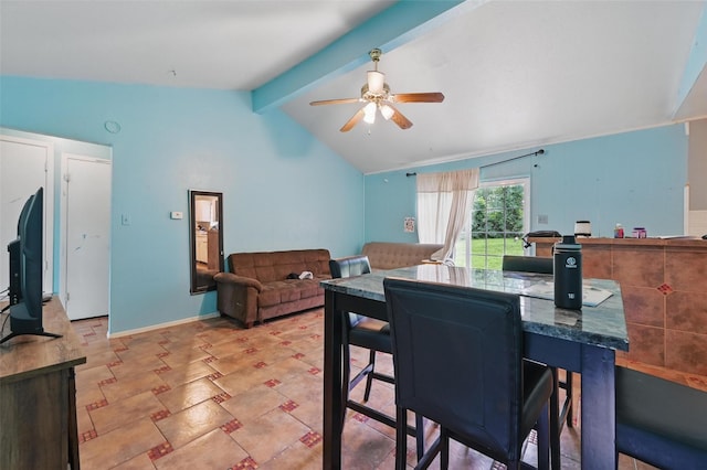 dining area featuring a ceiling fan
