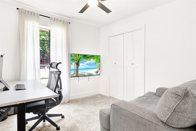 303 Randy Lee Ln, Mckinney, TX 75071 - office area featuring carpet floors and ceiling fan