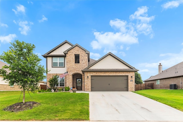 804 Feather Edge Dr, Springtown, TX 76082 - traditional-style house featuring brick siding, a garage, driveway, and cooling unit