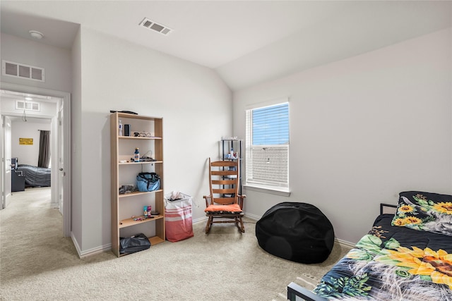 804 Feather Edge Dr, Springtown, TX 76082 - carpeted bedroom with vaulted ceiling and baseboards