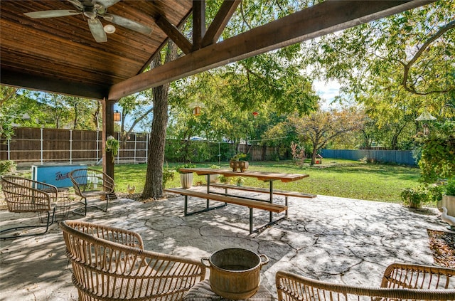 view of patio / terrace featuring a ceiling fan