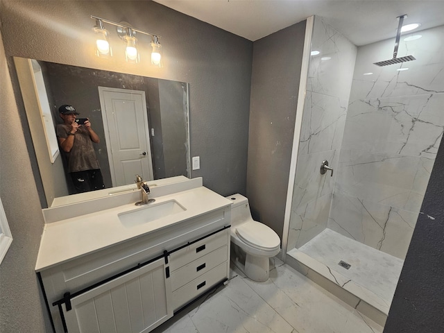 6604 Tabor St, North Richland Hills, TX 76180 - full bath featuring marble finish flooring, a marble finish shower, vanity, and toilet