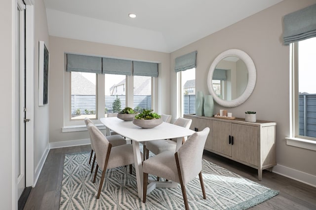 7237 Ladybug, Little Elm, TX 76227 - dining space featuring baseboards, dark wood-style flooring, and recessed lighting
