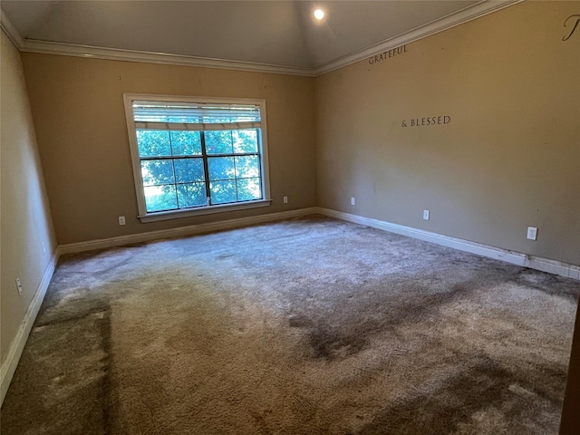 2127 Forest Hills Blvd, Haughton, LA 71037 - carpeted empty room featuring vaulted ceiling, ornamental molding, and baseboards