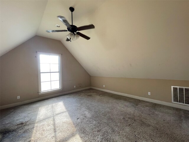 2127 Forest Hills Blvd, Haughton, LA 71037 - additional living space with carpet floors, vaulted ceiling, ceiling fan, and baseboards