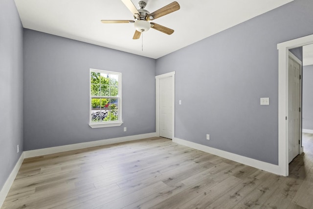 620 S First St, Sherman, TX 75090 - spare room featuring light wood-style floors, ceiling fan, and baseboards