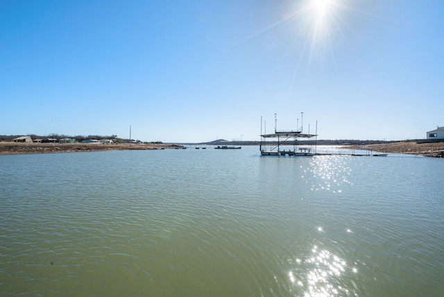 water view with a boat dock