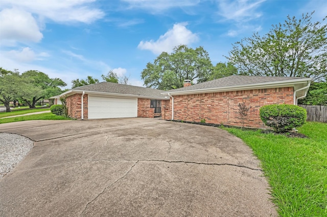 4032 Aragon Dr, Fort Worth, TX 76133 - view of front of house featuring brick siding, driveway, an attached garage, fence, and a chimney