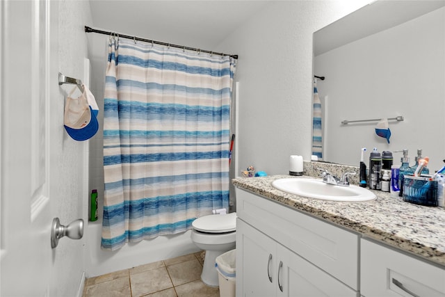 420 Whitney Ct, Rio Vista, TX 76093 - full bathroom featuring tile patterned floors, toilet, vanity, and shower / bath combo