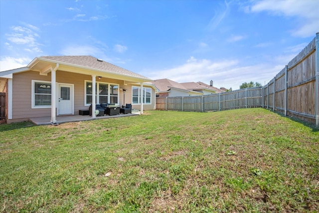 view of yard with a patio area and outdoor lounge area