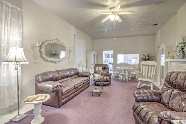 101 E Reed St, Randolph, TX 75475 - carpeted living room with a ceiling fan