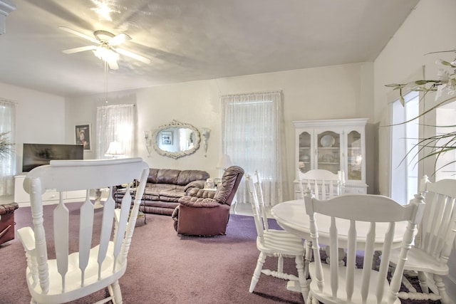 101 E Reed St, Randolph, TX 75475 - dining room featuring carpet flooring and a ceiling fan