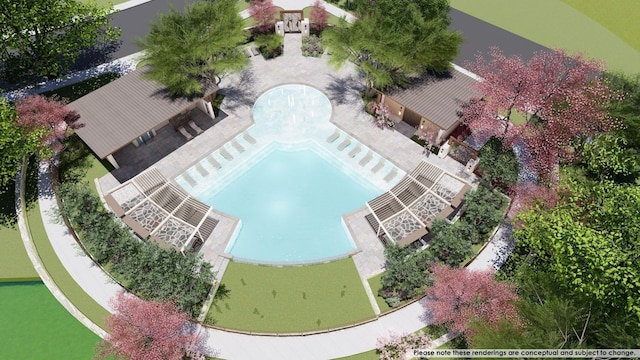 view of subject property featuring a pool