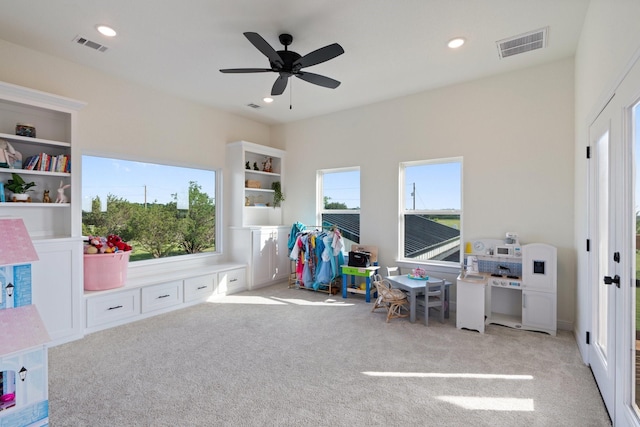 109 Old Decatur Rd, Decatur, TX 76234 - recreation room with carpet flooring, ceiling fan, and recessed lighting