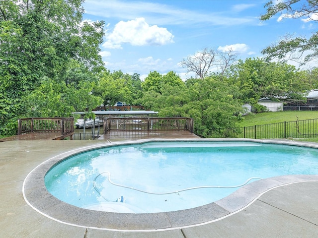 view of pool featuring a deck