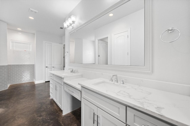 2730 Bryson Rd, Mansfield, TX 76063 - bathroom featuring vanity, recessed lighting, and finished concrete flooring