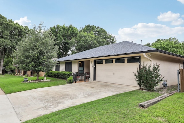 5008 Caliente Dr, Arlington, TX 76017 - ranch-style home with a garage, concrete driveway, a front yard, a gate, and roof with shingles
