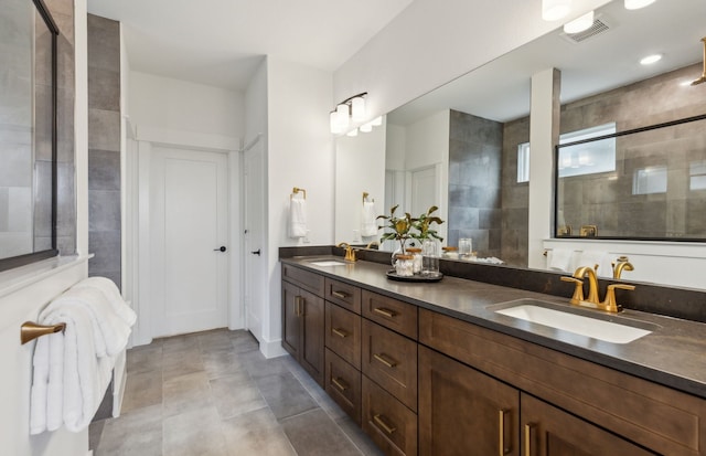 2824 Tophill Dr, Celina, TX 75009 - full bathroom with double vanity and tiled shower