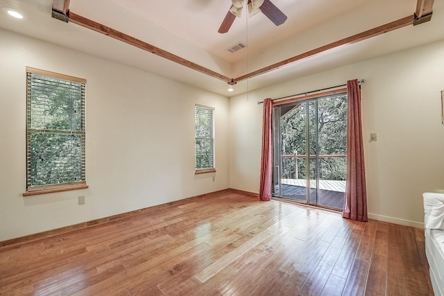 41 Crestline Ct, Nocona, TX 76255 - empty room with hardwood / wood-style floors, a ceiling fan, recessed lighting, and baseboards