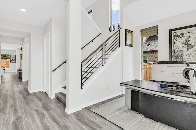 5160 Statesman Ln, Frisco, TX 75036 - staircase featuring wood finished floors, baseboards, and recessed lighting