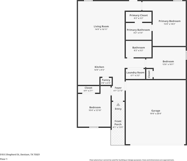 510 E Shepherd St, Denison, TX 75021 - floor plan / room layout