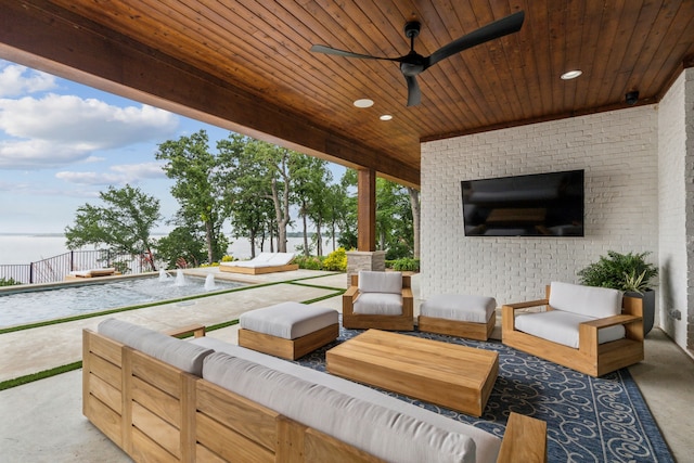 1210 Emerald Sound Blvd, Oak Point, TX 75068 - view of patio featuring outdoor lounge area and ceiling fan