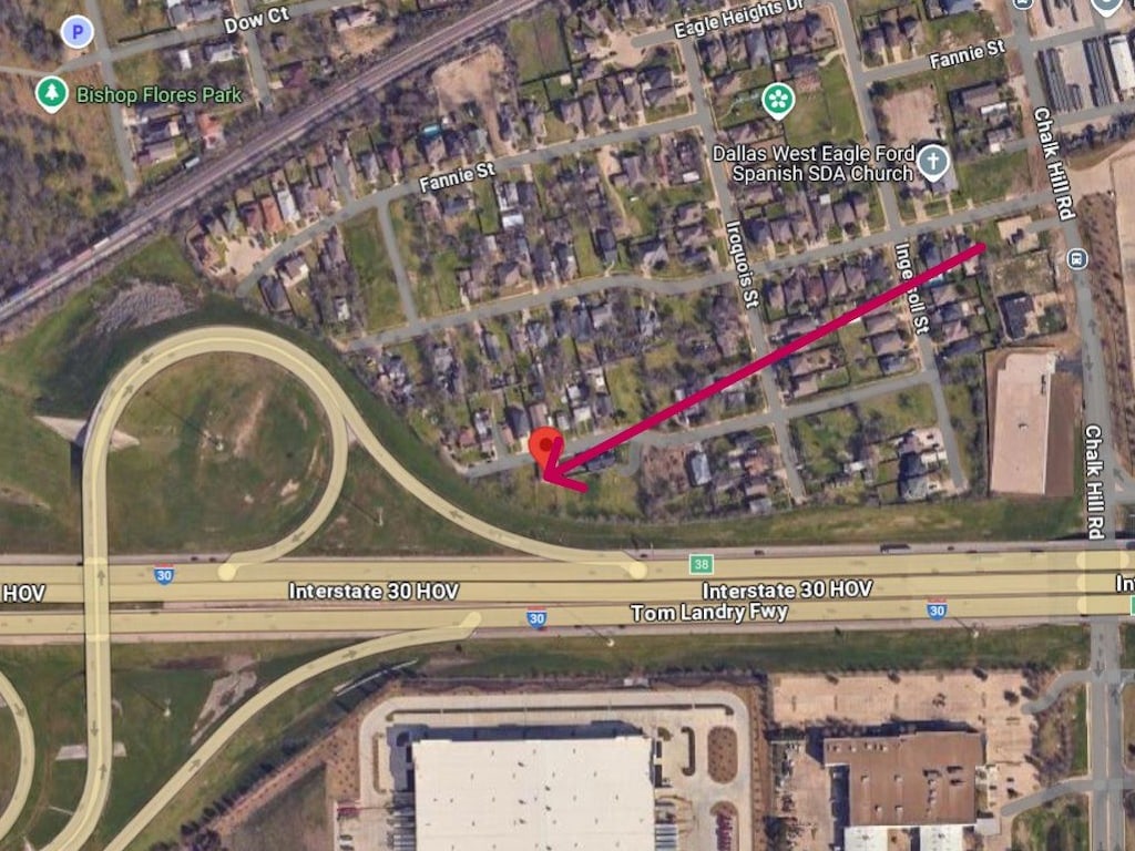 5414 Blackhawk, Dallas, TX 75212 - aerial map of property and surrounding area