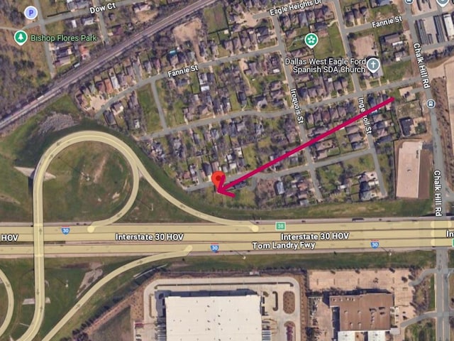 5414 Blackhawk, Dallas, TX 75212 - aerial map of property and surrounding area