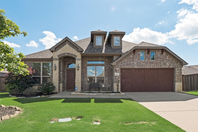1537 Firenza Ct, Mclendon Chisholm, TX 75032 - french provincial home with brick siding, concrete driveway, a garage, and a shingled roof