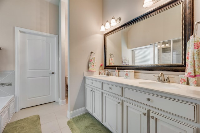 1537 Firenza Ct, Mclendon Chisholm, TX 75032 - bathroom with double vanity, tile patterned floors, toilet, and baseboards