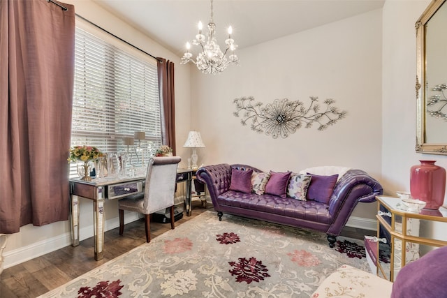 1537 Firenza Ct, Mclendon Chisholm, TX 75032 - living area with a chandelier, wood finished floors, and baseboards
