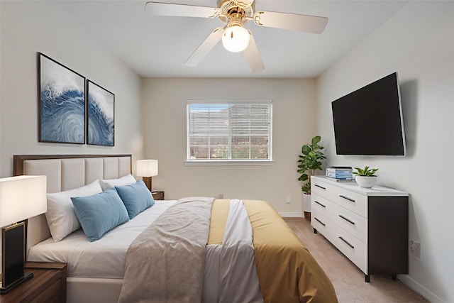 907 Sunpoint Cir, Rockwall, TX 75087 - bedroom featuring light colored carpet, baseboards, and a ceiling fan