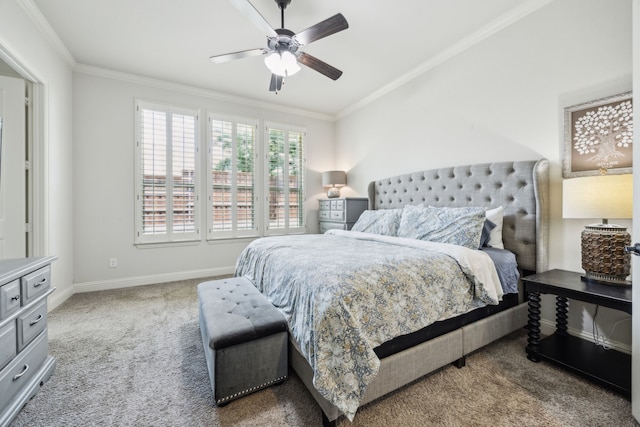 5400 Fringetree Dr, Mckinney, TX 75071 - carpeted bedroom featuring ornamental molding, baseboards, and ceiling fan