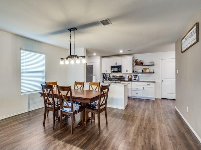 14340 Cloudview Way, Fort Worth, TX 76052 - dining area featuring dark wood-type flooring, recessed lighting, and baseboards