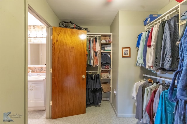 350 County Road 606 Unit B, Tuscola, TX 79562 - walk in closet featuring a sink and carpet