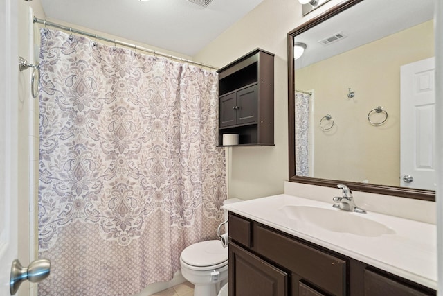 2499 Streamside Ct, Frisco, TX 75036 - full bath featuring toilet, vanity, tile patterned floors, and curtained shower