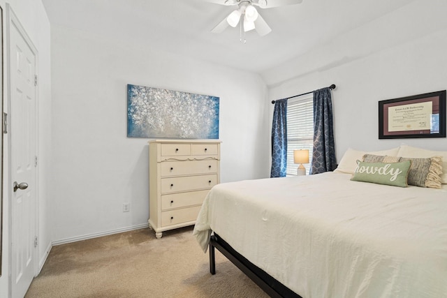 2499 Streamside Ct, Frisco, TX 75036 - carpeted bedroom with baseboards, lofted ceiling, and ceiling fan