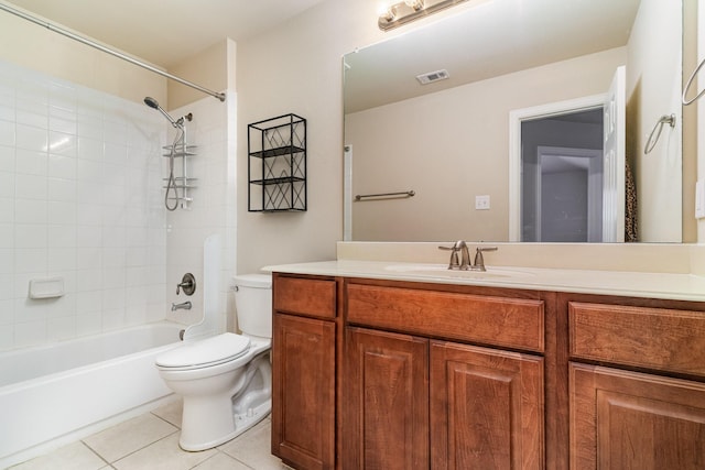 3644 Vienna St, Irving, TX 75038 - bathroom featuring toilet, tile patterned floors, vanity, and shower / bath combination