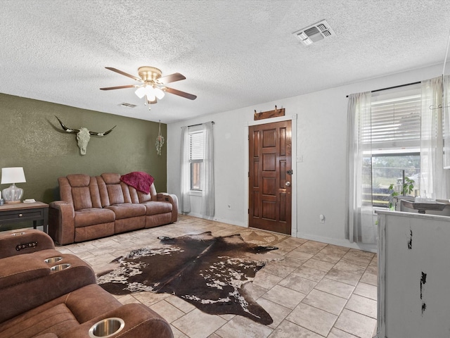 138 Selma Rd, Bowie, TX 76230 - living area with a ceiling fan and a textured ceiling