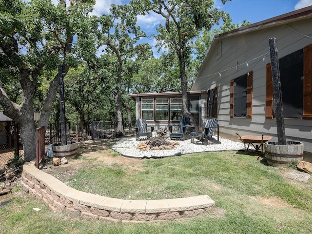 138 Selma Rd, Bowie, TX 76230 - view of yard with a fire pit
