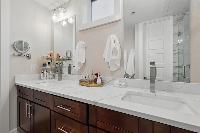 461 Rayner Ave, Fort Worth, TX 76111 - bathroom featuring a shower stall and double vanity