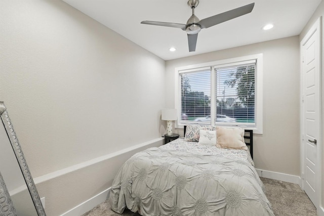 461 Rayner Ave, Fort Worth, TX 76111 - carpeted bedroom featuring baseboards, recessed lighting, and a ceiling fan