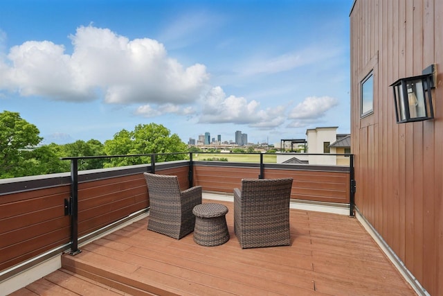 461 Rayner Ave, Fort Worth, TX 76111 - wooden deck featuring a view of skyline
