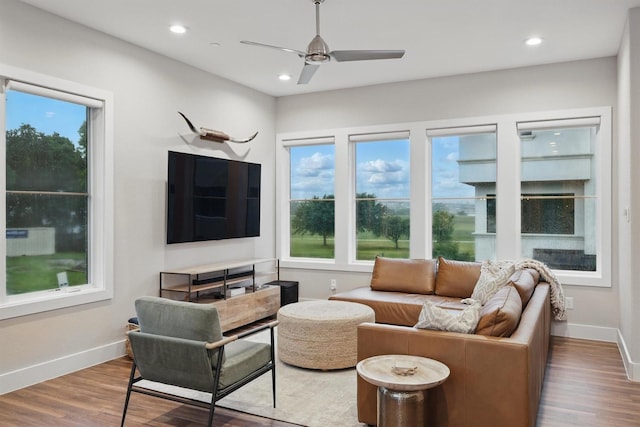 461 Rayner Ave, Fort Worth, TX 76111 - living room with wood finished floors, plenty of natural light, baseboards, and recessed lighting