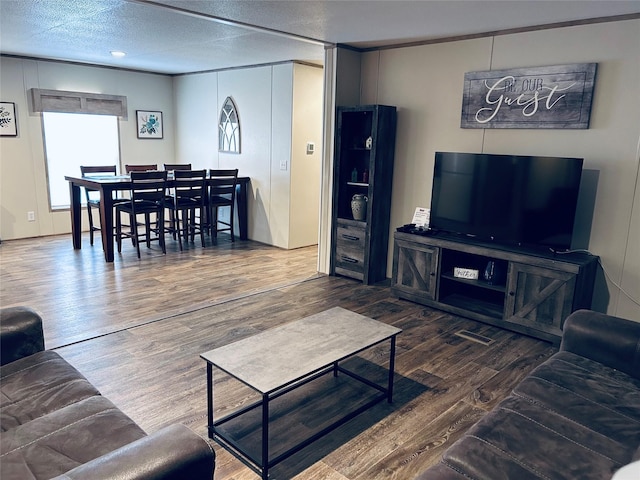 204 N Marion St, Richland Springs, TX 76871 - living area with wood finished floors and a textured ceiling