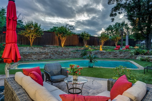 view of pool featuring outdoor lounge area and a patio area