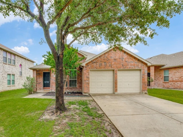 2212 Eisenhower Dr, Mckinney, TX 75071 - view of front of home featuring a garage, driveway, brick siding, and a front lawn